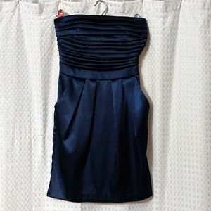 Strapless navy mini dress
